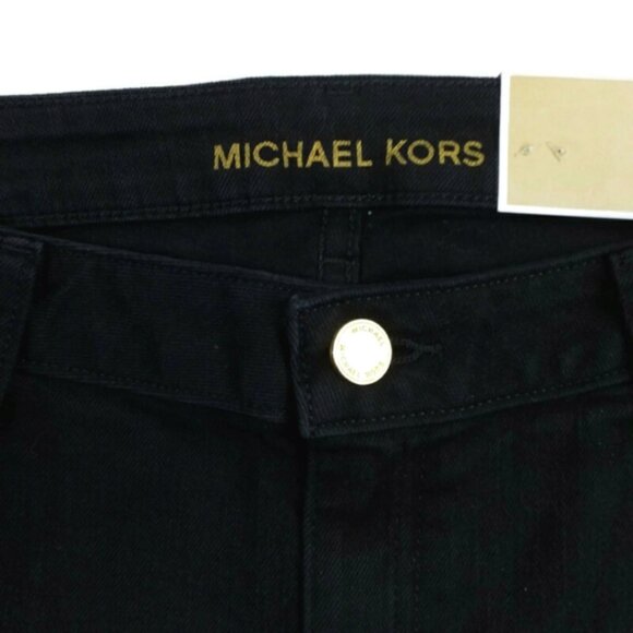 Michael Kors Izzy Black Cropped Ripped Skinny Raw Hem Skinny Jeans Womens 10 NWT - Picture 11 of 15